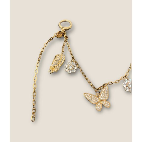 Gold-Tone Purse Charm With Butterfly & Floral Crystal Accents - Picture 3 of 5